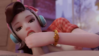 D.Va делает минетик в видео от первого лица - Lewdxanimations