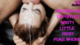 Sloppy Sissy Humiliation Gagging Deepthroat Caption GIF