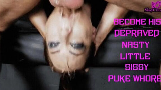 Sloppy Sissy Humiliation Gagging Deepthroat Caption GIF