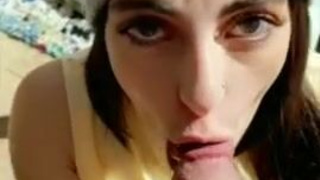 Deepthroat Cum Swallow Cum In Mouth Blowjob Big Tits Alexa Pearl GIF