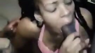 Threesome Sharing Hardcore Ebony Deepthroat Blowjob BBC GIF