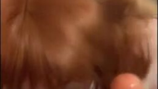 Sloppy Redhead Natural Tits Nails Glasses Gagging Eye Contact Double Blowjob Dildo Cum On Tits Cum In Mouth Blowjob Ball Gagged Amateur Ahegao GIF