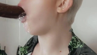 Wet Sucking Fuck Machine Dildo Deepthroat Blowjob GIF