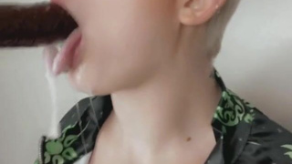 Wet Sucking Fuck Machine Dildo Deepthroat Blowjob GIF