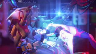 Overwatch D.Va Electrocuted by Bastion