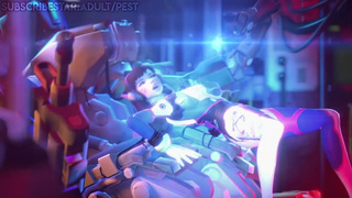 Overwatch D.Va Electrocuted by Bastion