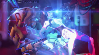 Overwatch D.Va Electrocuted by Bastion