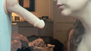 Gag Reflex Dildo Blowjob GIF