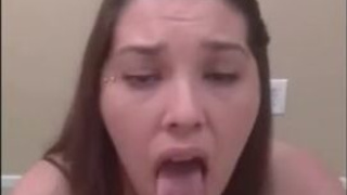 Titty Fuck Eye Contact Deepthroat Cum Swallow GIF