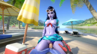 Бесстыжая Widowmaker не сдержалась и отдалась парню на общественном пляже