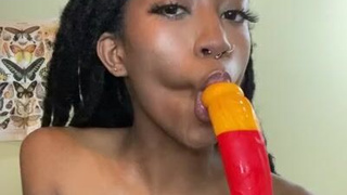 Ebony Deepthroat Blowjob GIF