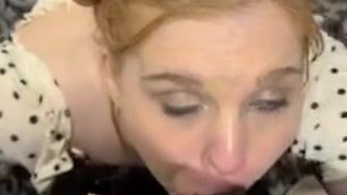 Redhead Elevator Deepthroat GIF