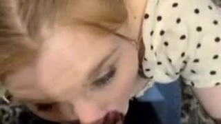 Redhead Elevator Deepthroat GIF