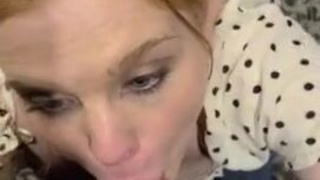 Redhead Elevator Deepthroat GIF