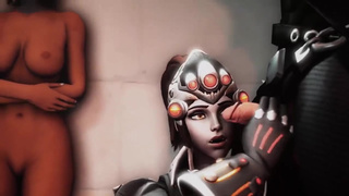 Widowmaker и Reaper по очереди трахают красотку Pharah в 3д порно