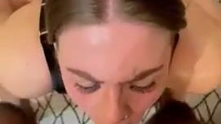 Spit Hardcore Gagged Deepthroat Blowjob Big Dick BBC GIF