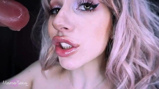 Step-Mom Spit Saliva Pretty Mom MILF Lipstick Fetish Lipstick Lips JOI Gagging Big Dick GIF