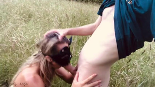 Public Outdoor Nudity Gagging Blowjob GIF