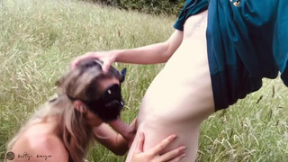 Public Outdoor Nudity Gagging Blowjob GIF