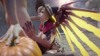 Mercy сосет большой хуй бойфренда на Хэллоуин