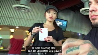 Waitress Riding Public NSFW Deepthroat Asian GIF