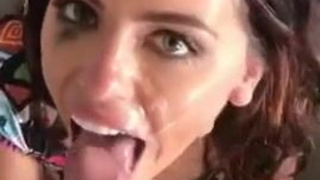 Sloppy Oral NSFW Deepthroat Cumshot Brunette Blowjob GIF