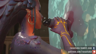 Горячая Symmetra из Overwatch сосет хуй демона и глотает спемру