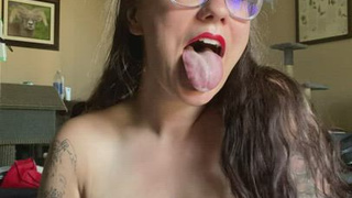 Tongue Fetish Spit Lipstick Fetish Lipstick Lips Deepthroat Cute Brunette Blowjob GIF