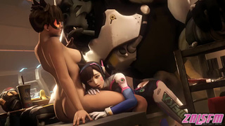 Overwatch Winston ебет D.Va в присутствии Tracer