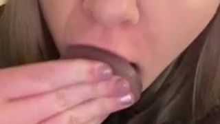 Spit Huge Dildo Dildo Deepthroat Blowjob GIF