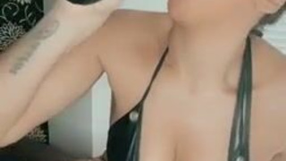 Solo Sex Toy Gagging Ebony Dildo Deepthroat GIF