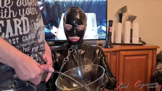 Sloppy Slave Pissing Orgasm MILF Latex Fetish Extreme Deepthroat Bizarre GIF