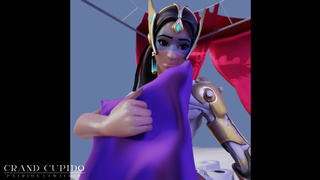 Symmetra из Overwatch сосет большой розовый член