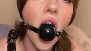 Pussy Natural Tits Gagged GIF