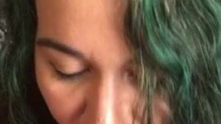 Wife Submissive Spit Orgasm Latina Handjob Goth Deepthroat Blowjob GIF