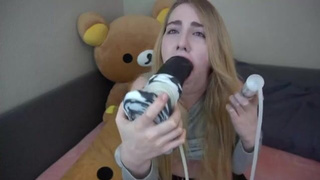 Gagging Dildo Deepthroat Cumshot Blowjob GIF