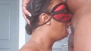 Nerd Ebony Couple Ebony Deepthroat Cute Blowjob BBC GIF