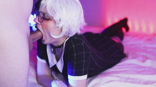 Teen Sloppy Goth Glasses Emo Deepthroat Cute College Blowjob Blonde GIF