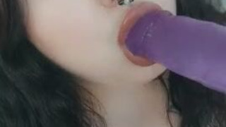 Sucking Spit Pretty Goth Gagging Dripping Dildo Cute Big Tits Alt GIF