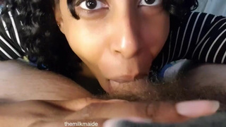 Interracial Gagging Ebony Blowjob GIF