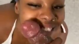 Sloppy Lips Girlfriend Ebony Deepthroat Blowjob Big Dick BBC GIF