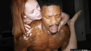 Threesome Redhead FFM Deepthroat Blowjob Big Dick BBC GIF