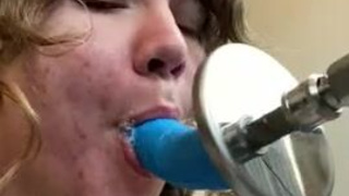 Throat Fuck Spit Fucking Machine Dildo Deepthroat Chubby Blonde BBW GIF