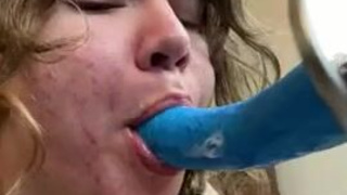 Throat Fuck Spit Fucking Machine Dildo Deepthroat Chubby Blonde BBW GIF